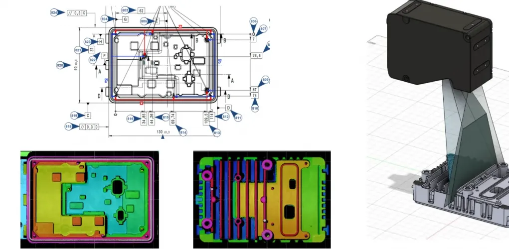 Detekce pinů na duralovém odlitku
